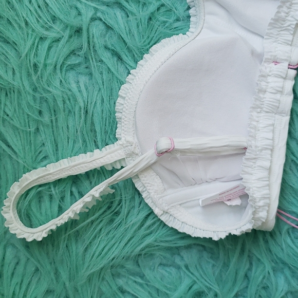 NWT Stoney Clover Ln women's white ruffle swim top - Picture 3 of 8